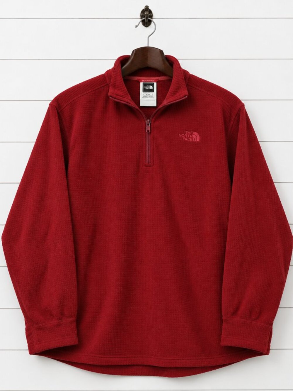The North Face Men’s XL Red Textured Fleece 1/4 Zip Pullover Sweater Outdoor